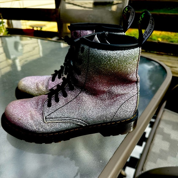 Junior Girls rainbow Glitter Doc Dr. Air Wair Martens - Picture 3 of 5